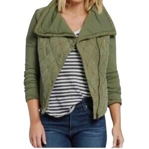 Anthropologie Marrakech Women's Full Zip Quilted Phoebe Jacket Leaf Green SZ Xs